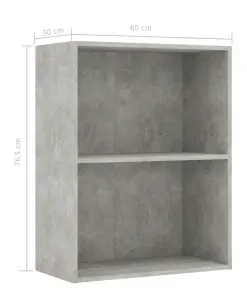 vidaXL 2-Tier Book Cabinet Concrete Grey 60x30x76.5 cm Chipboard