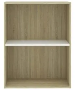 vidaXL 2-Tier Book Cabinet White and Sonoma Oak 60x30x76.5 cm Chipboard