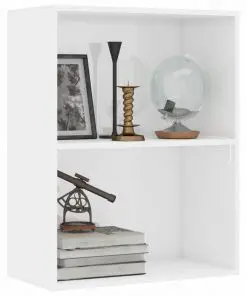 vidaXL 2-Tier Book Cabinet High Gloss White 60x30x76.5 cm Chipboard