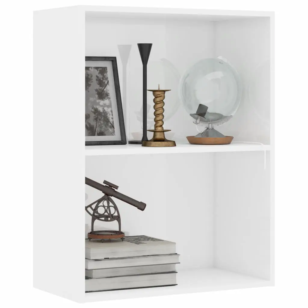 vidaXL 2-Tier Book Cabinet High Gloss White 60x30x76.5 cm Chipboard