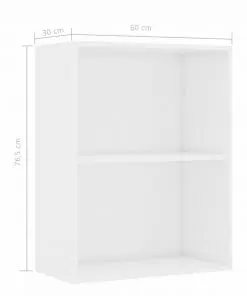 vidaXL 2-Tier Book Cabinet High Gloss White 60x30x76.5 cm Chipboard