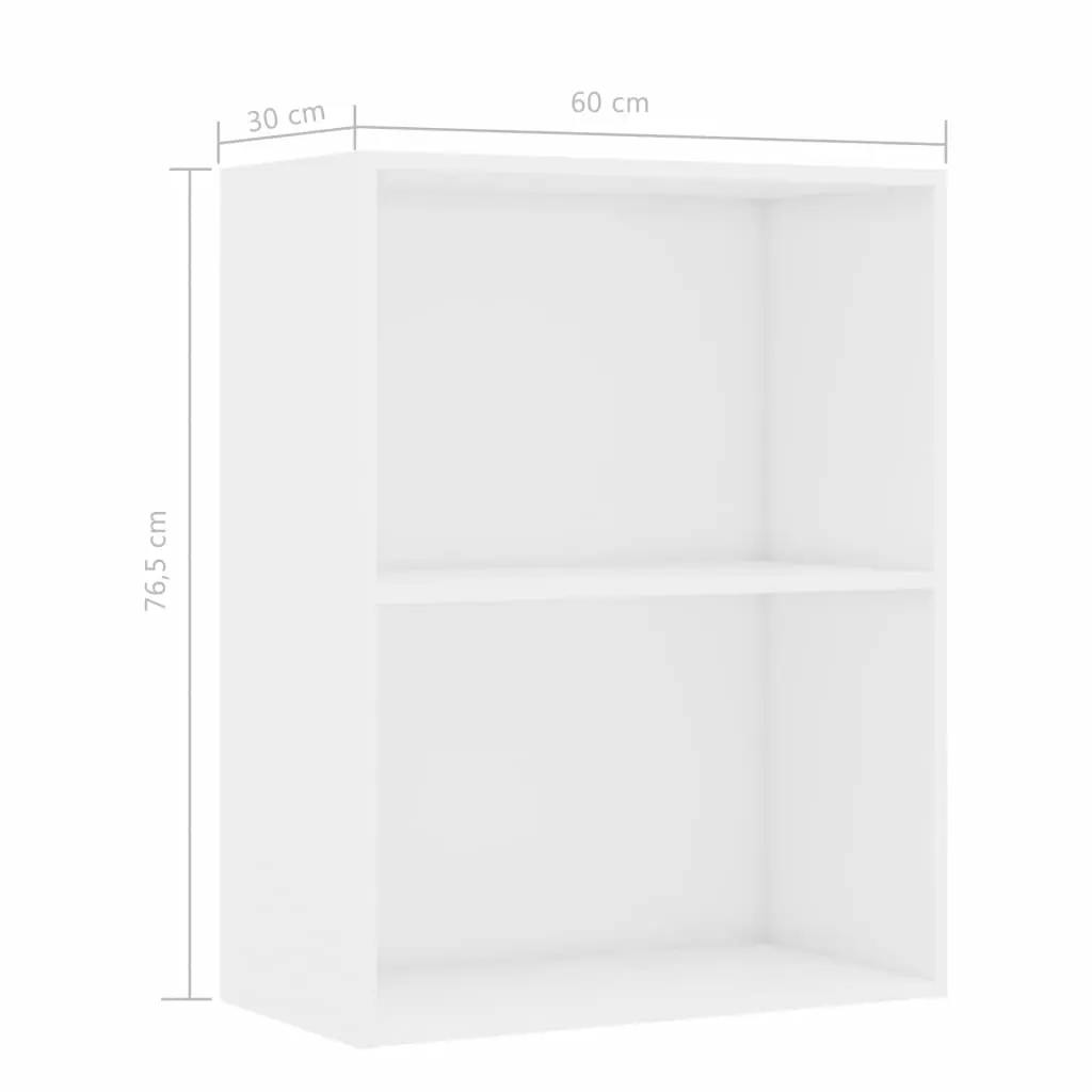 vidaXL 2-Tier Book Cabinet High Gloss White 60x30x76.5 cm Chipboard