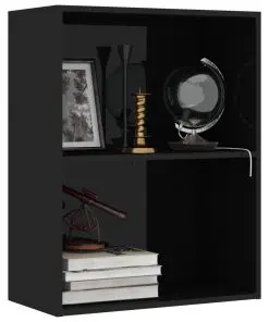 vidaXL 2-Tier Book Cabinet High Gloss Black 60x30x76.5 cm Chipboard
