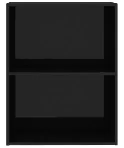 vidaXL 2-Tier Book Cabinet High Gloss Black 60x30x76.5 cm Chipboard