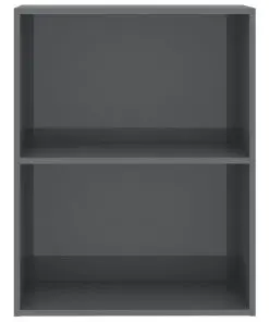 vidaXL 2-Tier Book Cabinet High Gloss Grey 60x30x76.5 cm Chipboard