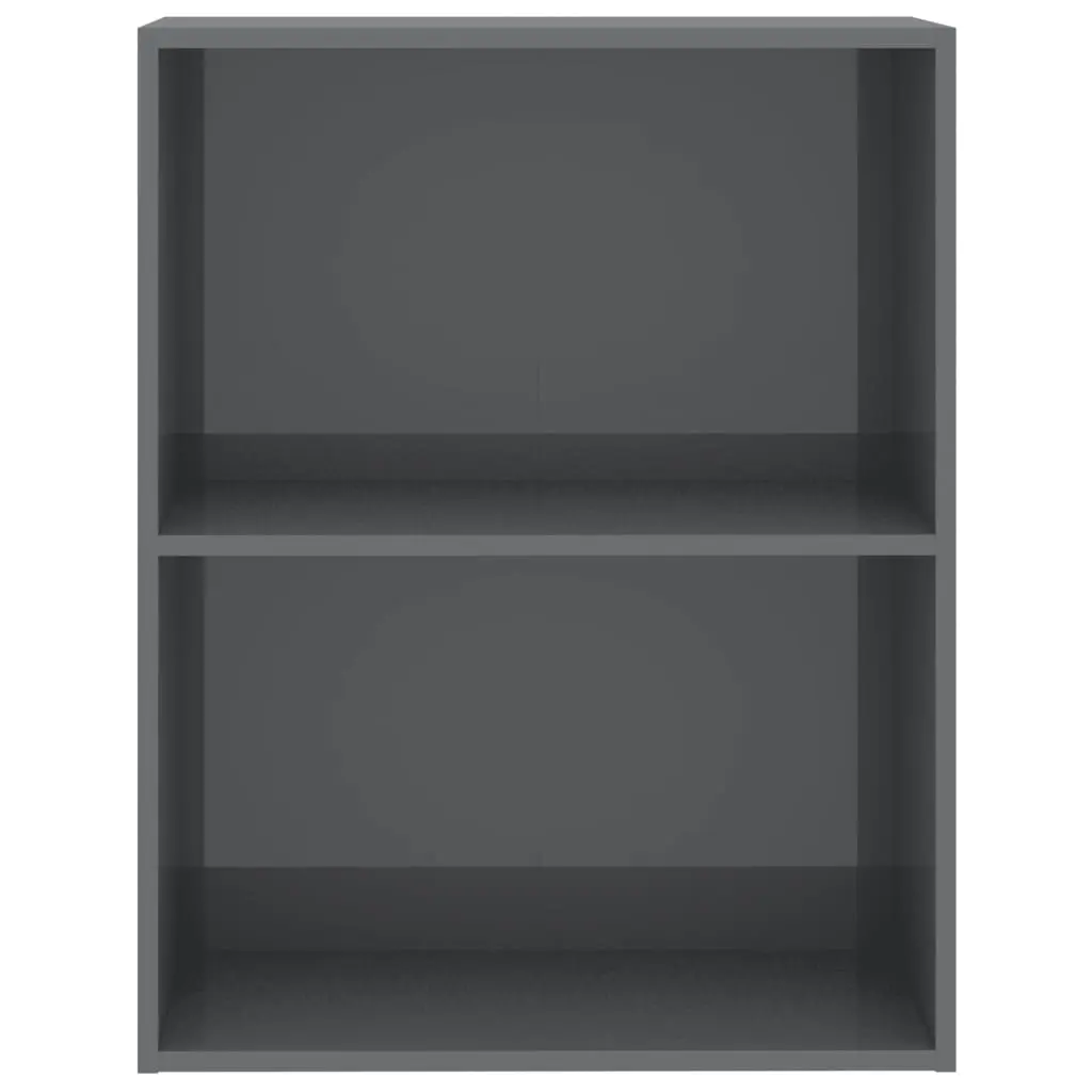 vidaXL 2-Tier Book Cabinet High Gloss Grey 60x30x76.5 cm Chipboard