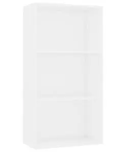 vidaXL 3-Tier Book Cabinet White 60x30x114 cm Chipboard