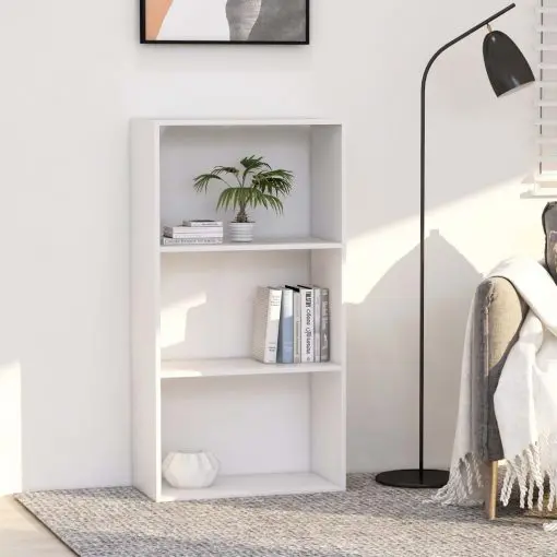 vidaXL 3-Tier Book Cabinet White 60x30x114 cm Chipboard