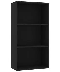 vidaXL 3-Tier Book Cabinet Black 60x30x114 cm Chipboard