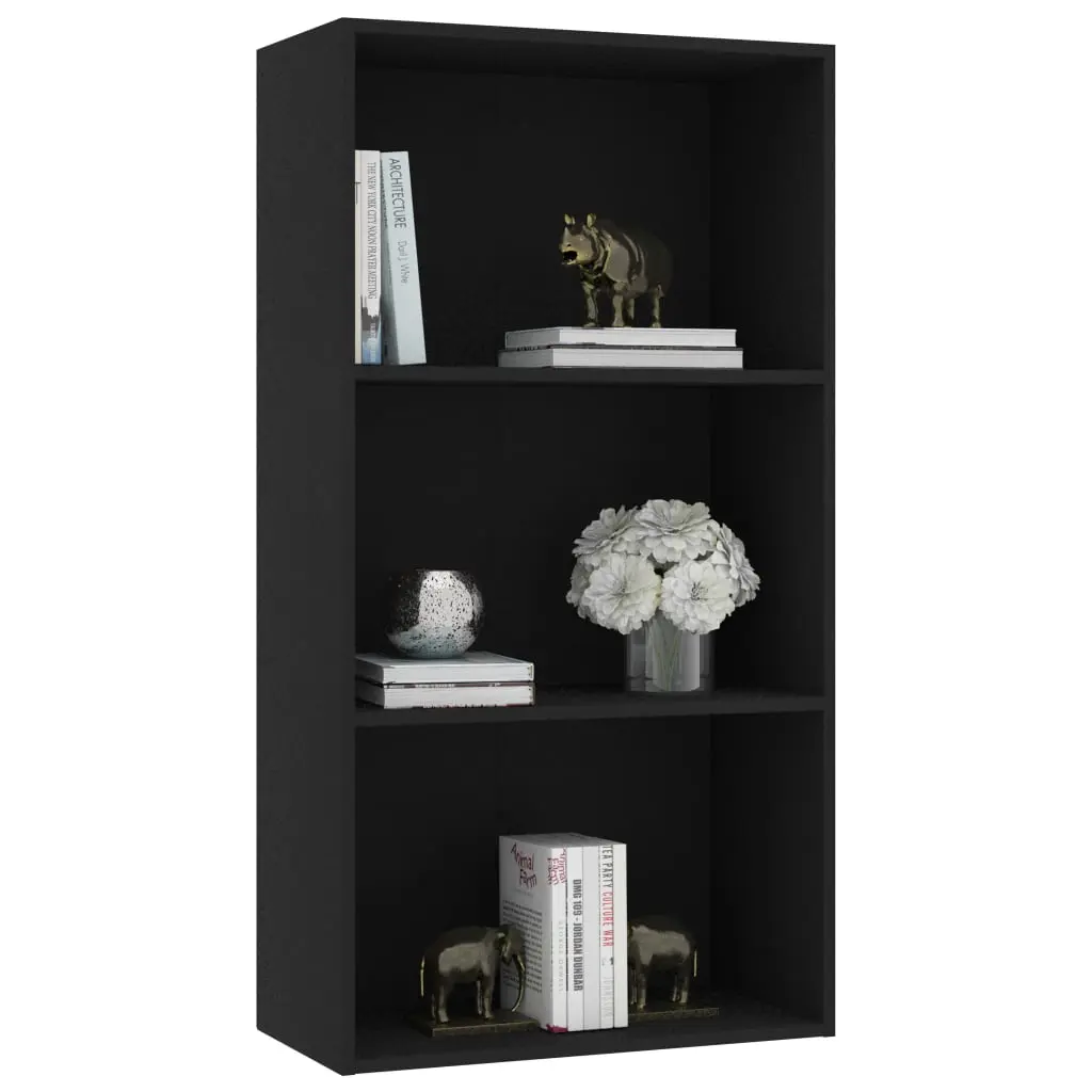 vidaXL 3-Tier Book Cabinet Black 60x30x114 cm Chipboard