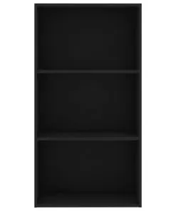 vidaXL 3-Tier Book Cabinet Black 60x30x114 cm Chipboard