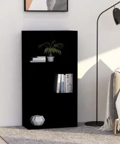 vidaXL 3-Tier Book Cabinet Black 60x30x114 cm Chipboard