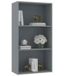 vidaXL 3-Tier Book Cabinet Grey 60x30x114 cm Chipboard