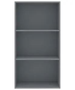 vidaXL 3-Tier Book Cabinet Grey 60x30x114 cm Chipboard
