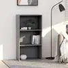 vidaXL 3-Tier Book Cabinet Grey 60x30x114 cm Chipboard