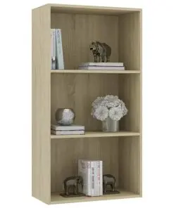 vidaXL 3-Tier Book Cabinet Sonoma Oak 60x30x114 cm Chipboard