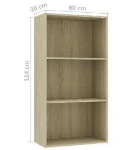 vidaXL 3-Tier Book Cabinet Sonoma Oak 60x30x114 cm Chipboard