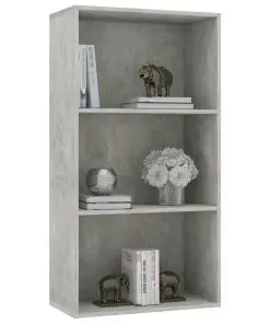 vidaXL 3-Tier Book Cabinet Concrete Grey 60x30x114 cm Chipboard