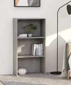 vidaXL 3-Tier Book Cabinet Concrete Grey 60x30x114 cm Chipboard