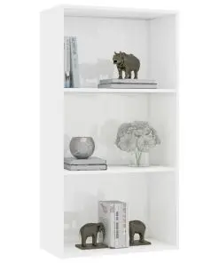 vidaXL 3-Tier Book Cabinet High Gloss White 60x30x114 cm Chipboard