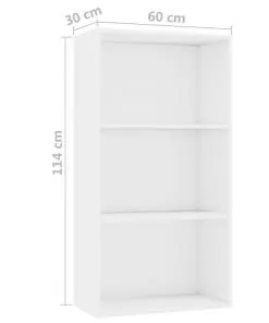 vidaXL 3-Tier Book Cabinet High Gloss White 60x30x114 cm Chipboard