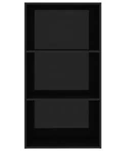 vidaXL 3-Tier Book Cabinet High Gloss Black 60x30x114 cm Chipboard