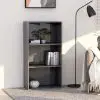 vidaXL 3-Tier Book Cabinet High Gloss Grey 60x30x114 cm Chipboard