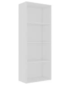vidaXL 4-Tier Book Cabinet White 60x30x151.5 cm Chipboard