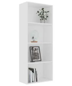 vidaXL 4-Tier Book Cabinet White 60x30x151.5 cm Chipboard