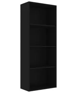 vidaXL 4-Tier Book Cabinet Black 60x30x151.5 cm Chipboard