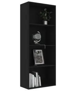 vidaXL 4-Tier Book Cabinet Black 60x30x151.5 cm Chipboard