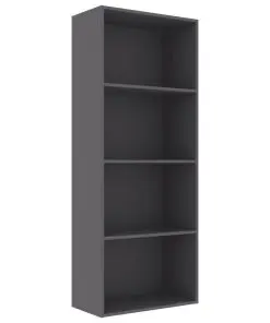 vidaXL 4-Tier Book Cabinet Grey 60x30x151.5 cm Chipboard
