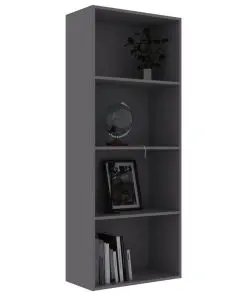 vidaXL 4-Tier Book Cabinet Grey 60x30x151.5 cm Chipboard