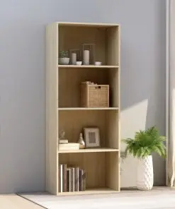 vidaXL 4-Tier Book Cabinet Sonoma Oak 60x30x151.5 cm Chipboard