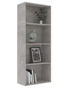vidaXL 4-Tier Book Cabinet Concrete Grey 60x30x151.5 cm Chipboard