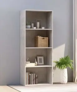 vidaXL 4-Tier Book Cabinet Concrete Grey 60x30x151.5 cm Chipboard