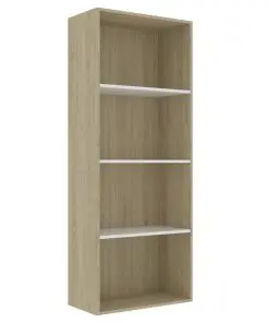 vidaXL 4-Tier Book Cabinet White and Sonoma Oak 60x30x151.5 cm Chipboard
