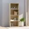 vidaXL 4-Tier Book Cabinet White and Sonoma Oak 60x30x151.5 cm Chipboard vidaXL 4-Tier Book Cabinet White and Sonoma Oak 60x30x151.5 cm Chipboard