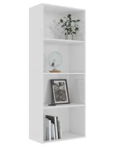 vidaXL 4-Tier Book Cabinet High Gloss White 60x30x151.5 cm Chipboard