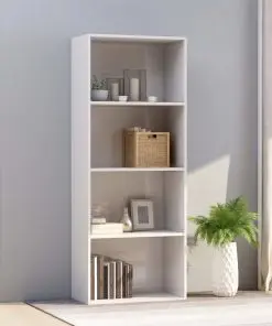 vidaXL 4-Tier Book Cabinet High Gloss White 60x30x151.5 cm Chipboard