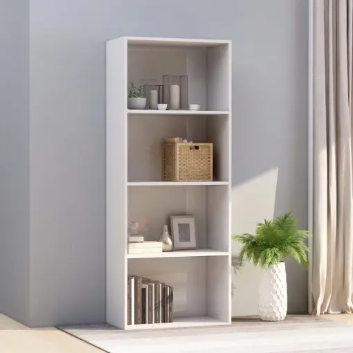 vidaXL 4-Tier Book Cabinet High Gloss White 60x30x151.5 cm Chipboard