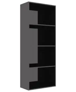 vidaXL 4-Tier Book Cabinet High Gloss Grey 60x30x151.5 cm Chipboard