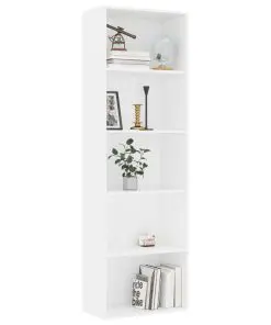 vidaXL 5-Tier Book Cabinet White 60x30x189 cm Chipboard