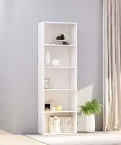 vidaXL 5-Tier Book Cabinet White 60x30x189 cm Chipboard