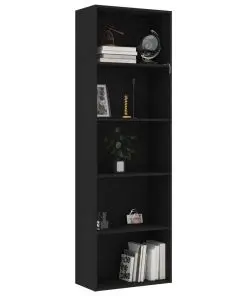 vidaXL 5-Tier Book Cabinet Black 60x30x189 cm Chipboard