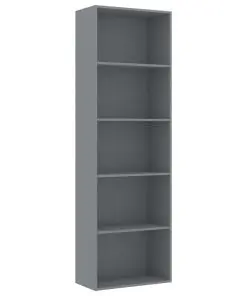vidaXL 5-Tier Book Cabinet Grey 60x30x189 cm Chipboard