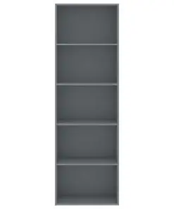 vidaXL 5-Tier Book Cabinet Grey 60x30x189 cm Chipboard
