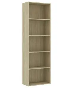 vidaXL 5-Tier Book Cabinet Sonoma Oak 60x30x189 cm Chipboard