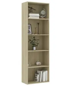 vidaXL 5-Tier Book Cabinet Sonoma Oak 60x30x189 cm Chipboard