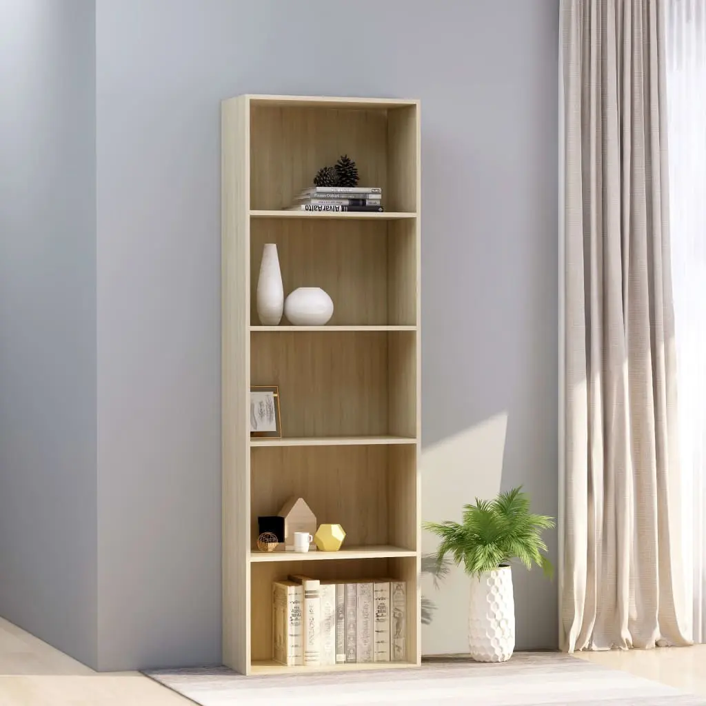 vidaXL 5-Tier Book Cabinet Sonoma Oak 60x30x189 cm Chipboard